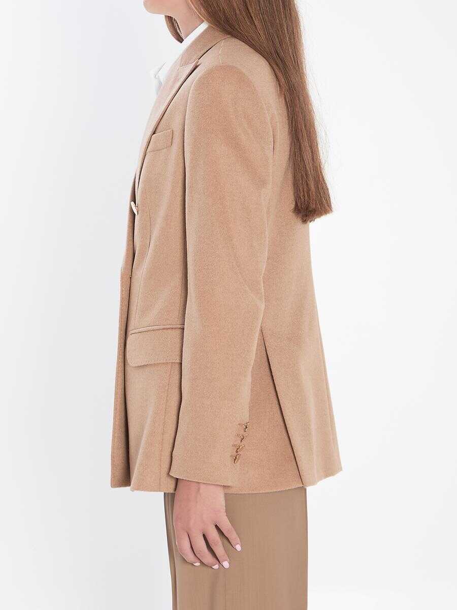 Sacouri Max Mara Double-Breasted Blazer In Camel Beige Femei (BM 18640866) 3