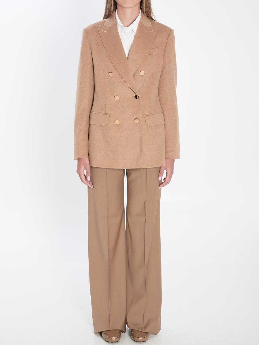 Sacouri Max Mara Double-Breasted Blazer In Camel Beige Femei (BM 18640866) 5