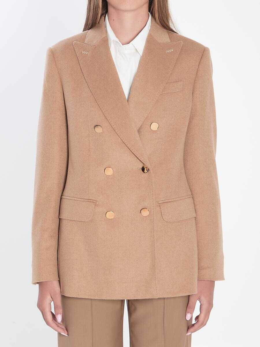 Sacouri Max Mara Double-Breasted Blazer In Camel Beige Femei (BM 18640866) 1