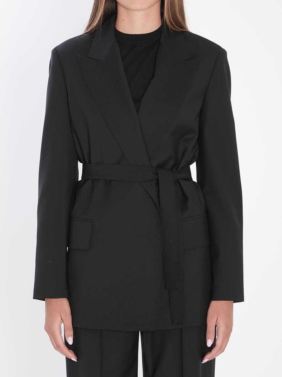 Sacouri Max Mara Blazer In Wool Canvas Black Femei (BM 18640875) 1