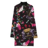 Rochii Versace Jeans Couture Black Short Dress With Floral Print Femei