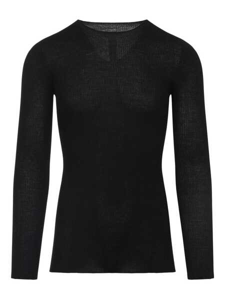Pulovere Rick Owens Rick Owens Ribbed Wool Sweater Black Barbati (BM 18642519) 1