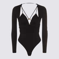 Body-uri Elisabetta Franchi Black Viscose Bodysuit Femei