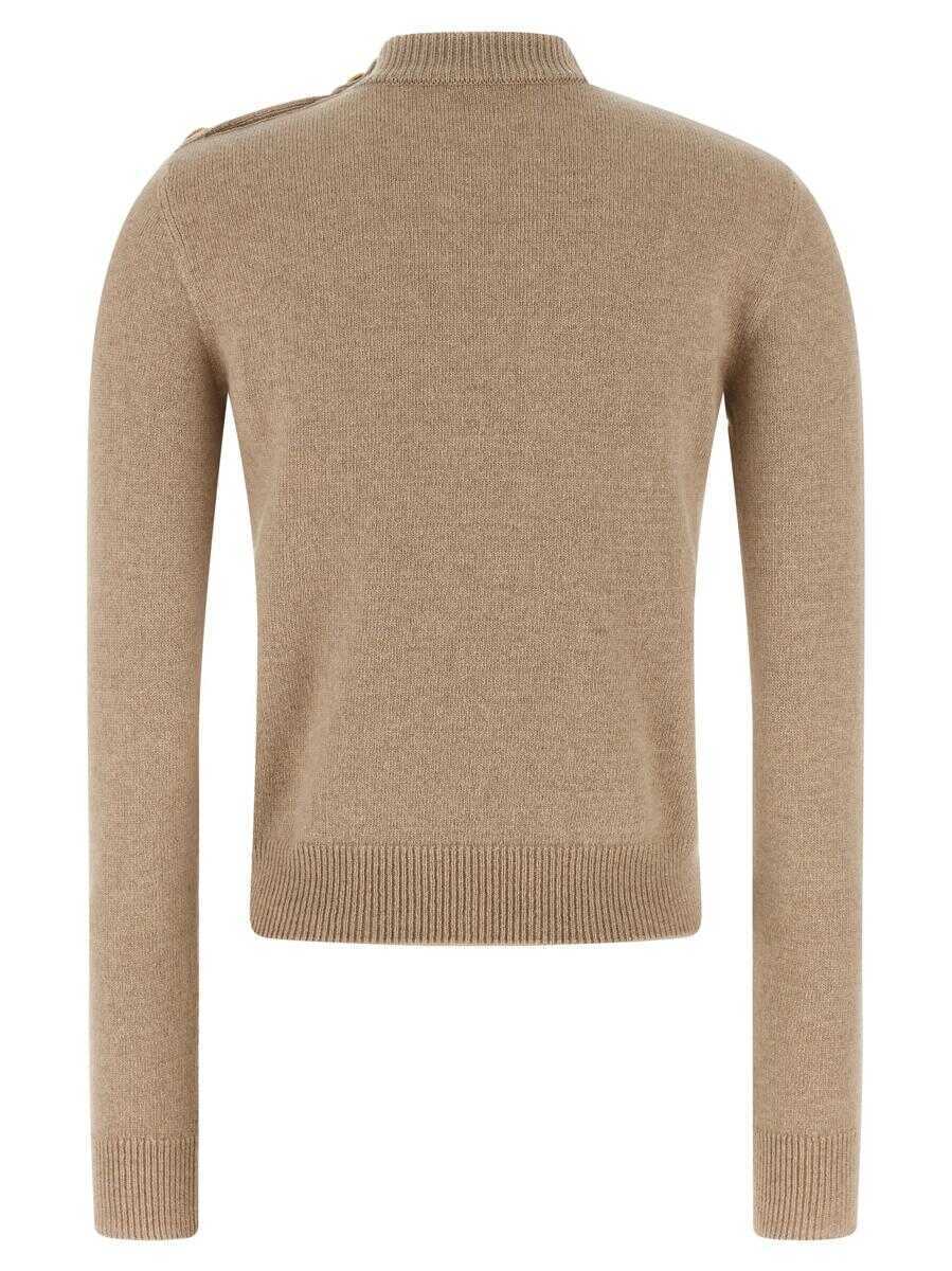 Pulovere Balmain Balmain Eco-Cashmere Button Sweater Beige Femei (BM 18643854) 2