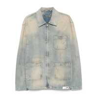 Geci Light Blue Jacket With Classic Collar And Logo Patch On The Rear In Denim Man Barbati