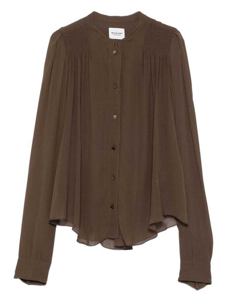 Bluze Isabel Marant Isabel Marant toile Brown Semi-Sheer Blouse BROWN Femei (BM 18644118) 1