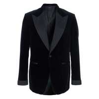 Geci 'Shelton' Black Jacket With Wide Lapels And Welt Wockets In Velvet Man Barbati