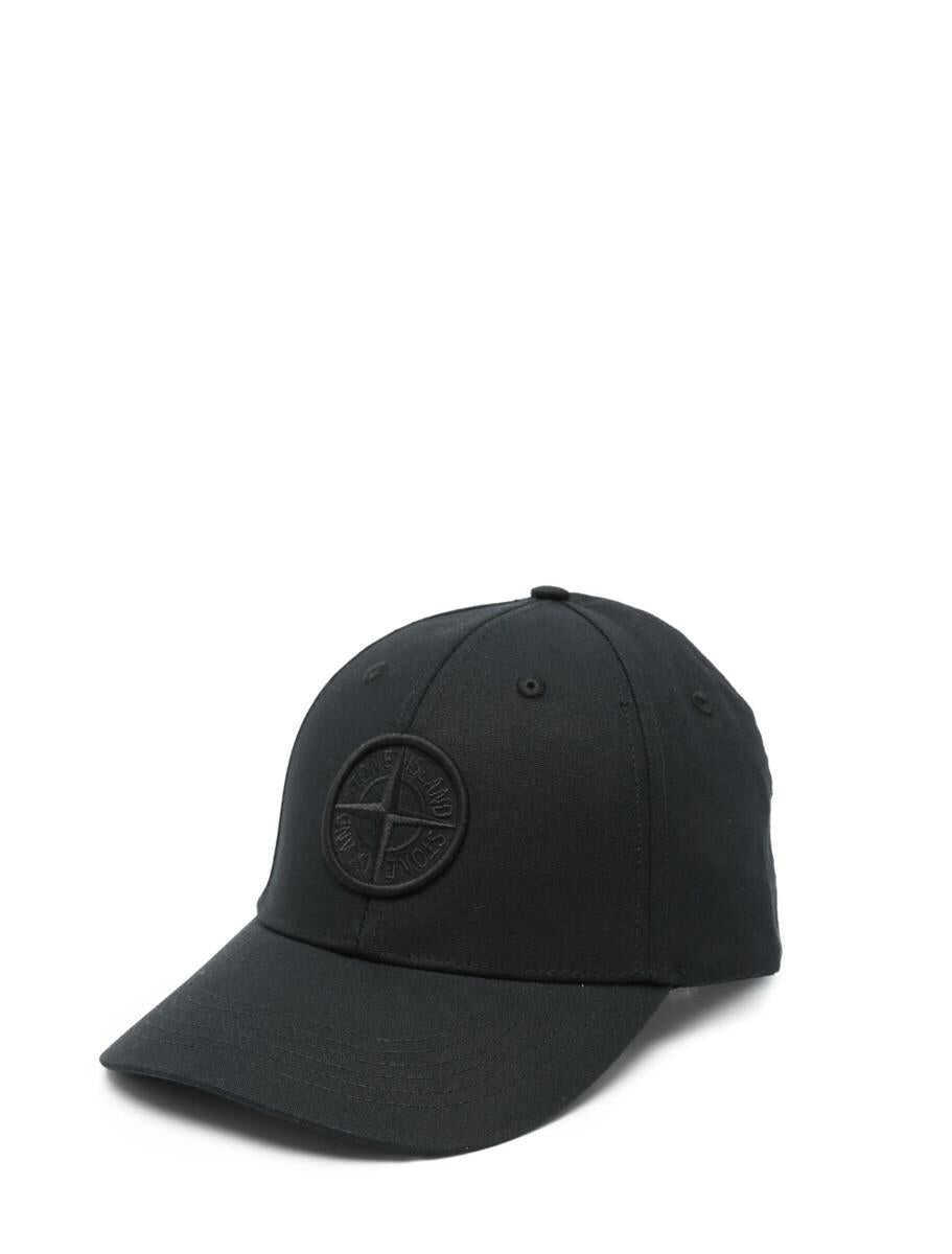 Sepci Stone Island Stone Island Logo Cotton Baseball Cap Black Barbati (BM 18644346) 1