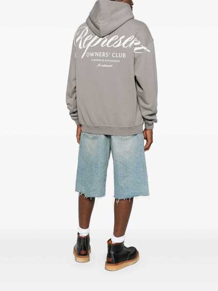 Bluze de trening REPRESENT Grey Hoodie With Logo Lettering On The Front And Maxi Logo Print On The Rear In Cotton Man GREY Barbati (BM 18645075) 2