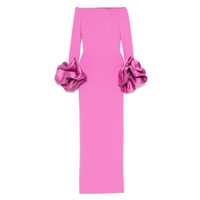 Rochii 'Talia' Pink Long Dress With Bare Shoulders And Sleeves With Ruffles In Twill Woman Femei