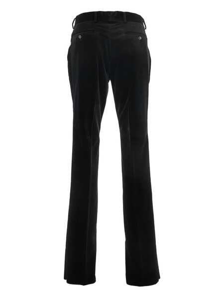 Pantaloni Tom Ford Black Trousers With Belt Loops And Front Pleats In Velvet Man Black Barbati (BM 18645408) 2