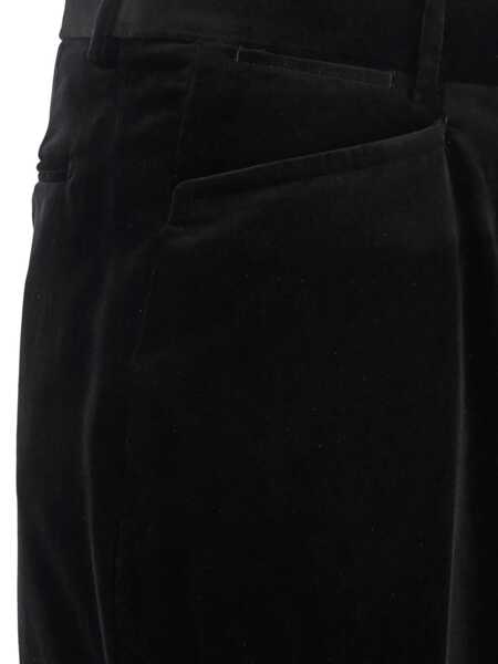 Pantaloni Tom Ford Black Trousers With Belt Loops And Front Pleats In Velvet Man Black Barbati (BM 18645408) 3