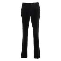 Pantaloni Black Trousers With Belt Loops And Front Pleats In Velvet Man Barbati