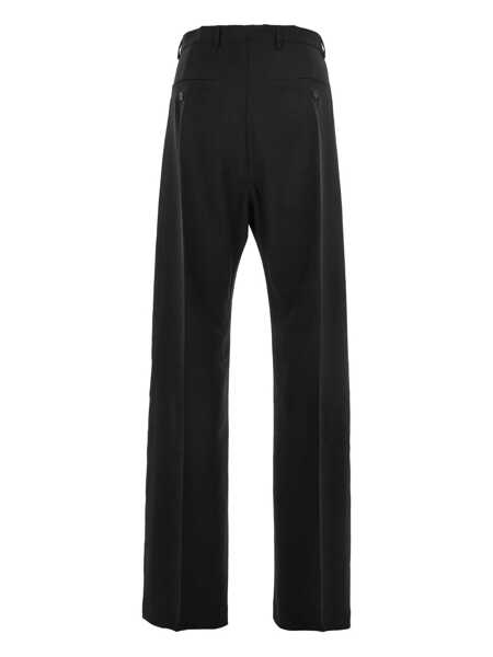 Pantaloni Rick Owens Geth Black Tailored Trousers With Belt Loops In Wool Man Black Barbati (BM 18645552) 2