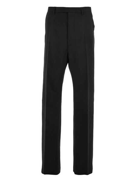 Pantaloni Rick Owens Geth Black Tailored Trousers With Belt Loops In Wool Man Black Barbati (BM 18645552) 1