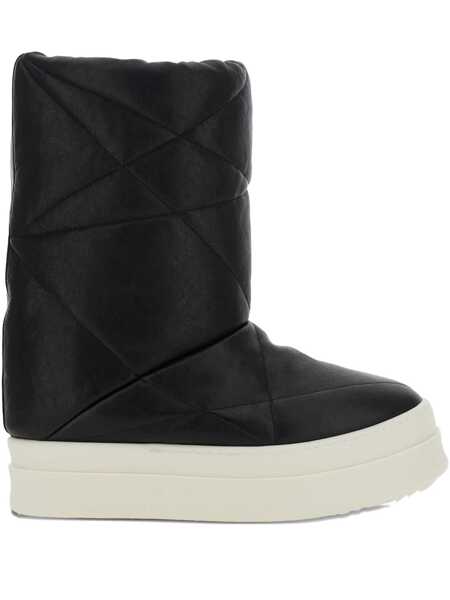 Bocanci Rick Owens Black Down Filled And Quilted Ankle Boots In Leather Man Black Barbati (BM 18645555) 1