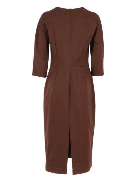 Rochii Fabiana Filippi MILANO STITCH JERSEY FITTED DRESS WITH PIERCING DETAIL Brown Femei (BM 18646527) 2