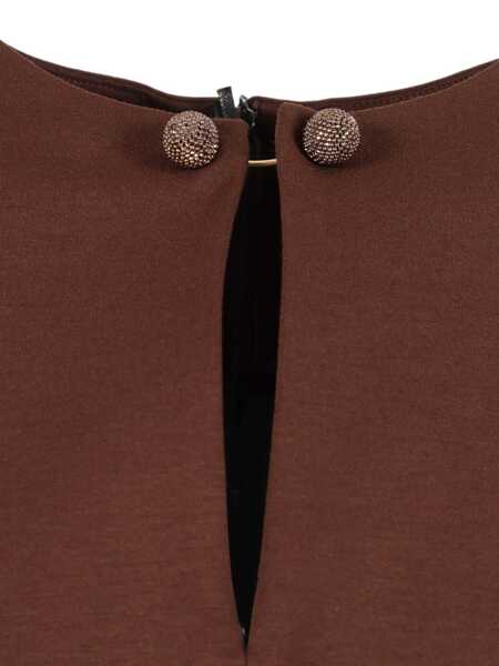 Rochii Fabiana Filippi MILANO STITCH JERSEY FITTED DRESS WITH PIERCING DETAIL Brown Femei (BM 18646527) 3