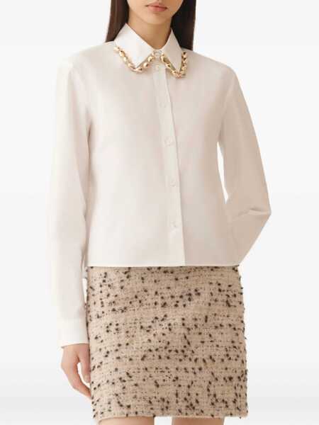 Camasi Fabiana Filippi POPLIN CROPPED SHIRT WITH PEPITA EMBROIDERY ON COLLAR White Femei (BM 18646560) 3