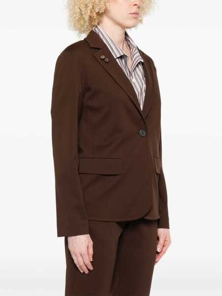 Paltoane Fabiana Filippi MILANO STITCH SINGLE BREASTED JACKET,FILO DIAMANTE PINS Brown Femei (BM 18646563) 3