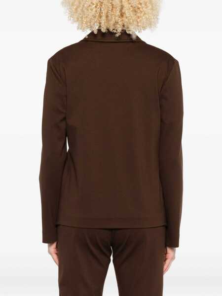 Paltoane Fabiana Filippi MILANO STITCH SINGLE BREASTED JACKET,FILO DIAMANTE PINS Brown Femei (BM 18646563) 4