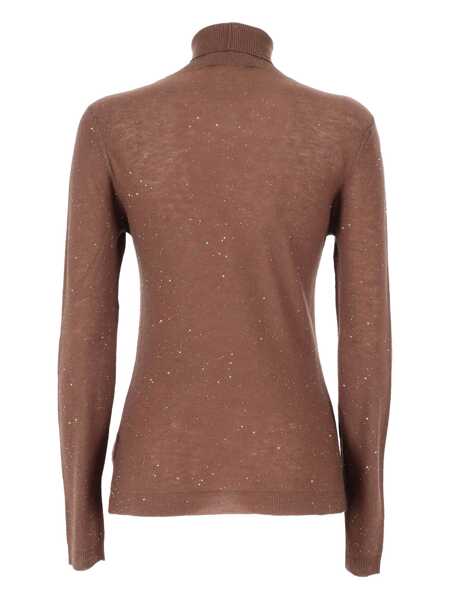 Pulovere Fabiana Filippi LIGHTWEIGHT SEQUIN SLIM FIT TURTLE NECK SWEATER Brown Femei (BM 18646626) 2