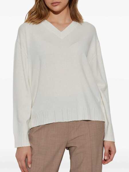 Pulovere Fabiana Filippi PLATINUM V NECK SWEATER WITH FILO DIAMANTE TRIM DETAIL Beige Femei (BM 18646644) 3