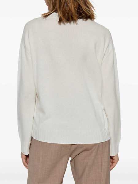 Pulovere Fabiana Filippi PLATINUM V NECK SWEATER WITH FILO DIAMANTE TRIM DETAIL Beige Femei (BM 18646644) 4