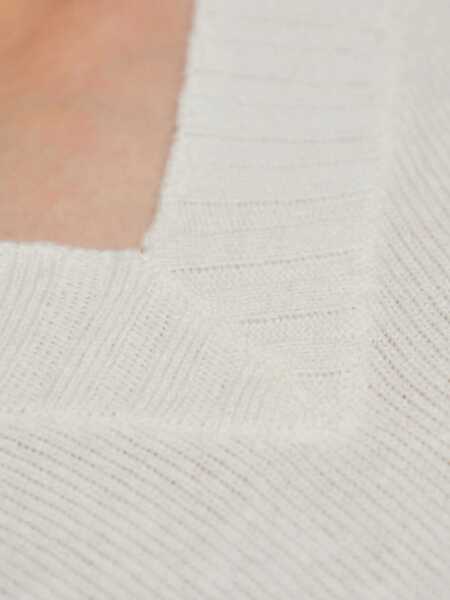 Pulovere Fabiana Filippi PLATINUM V NECK SWEATER WITH FILO DIAMANTE TRIM DETAIL Beige Femei (BM 18646644) 5