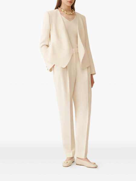 Pantaloni Fabiana Filippi CADY PLEATED TROUSERS White Femei (BM 18646650) 2