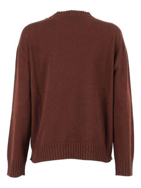 Pulovere Fabiana Filippi PLATINUM CREW NECK SWEATER WITH FILO DIAMANTE Brown Femei (BM 18646653) 2