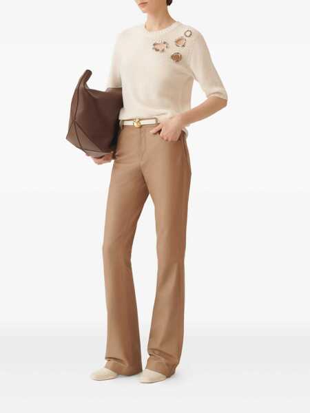 Pantaloni Fabiana Filippi SOFT LAMBSKIN BOOTCUT TROUSERS Brown Femei (BM 18646659) 2