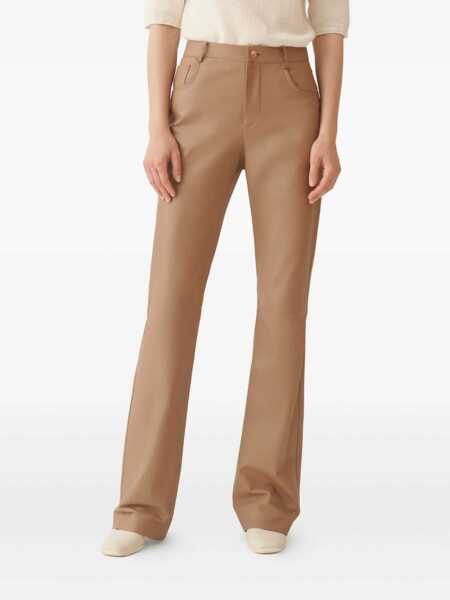 Pantaloni Fabiana Filippi SOFT LAMBSKIN BOOTCUT TROUSERS Brown Femei (BM 18646659) 3