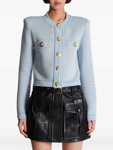 Cardigane Balmain Embossed knit Cardigan BLEU/BLANC Femei (BM 18646792) 5