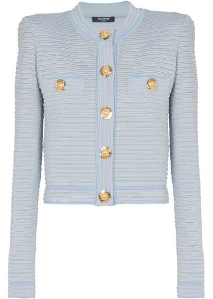 Cardigane Balmain Embossed knit Cardigan BLEU/BLANC Femei (BM 18646792) 1