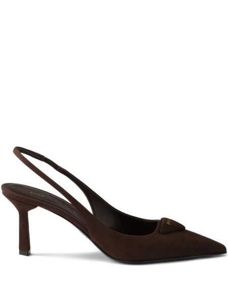 Pantofi cu toc Prada Prada Suede Slingback Pumps BROWN Femei (BM 18650238) 1