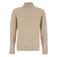 Pulovere Beige Turtle Neck Sweater In Wool Man Barbati