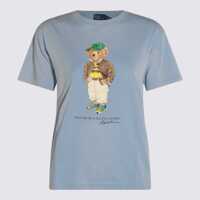 Tricouri Polo Polo Ralph Lauren Light Blue Cotton T-Shirt Femei