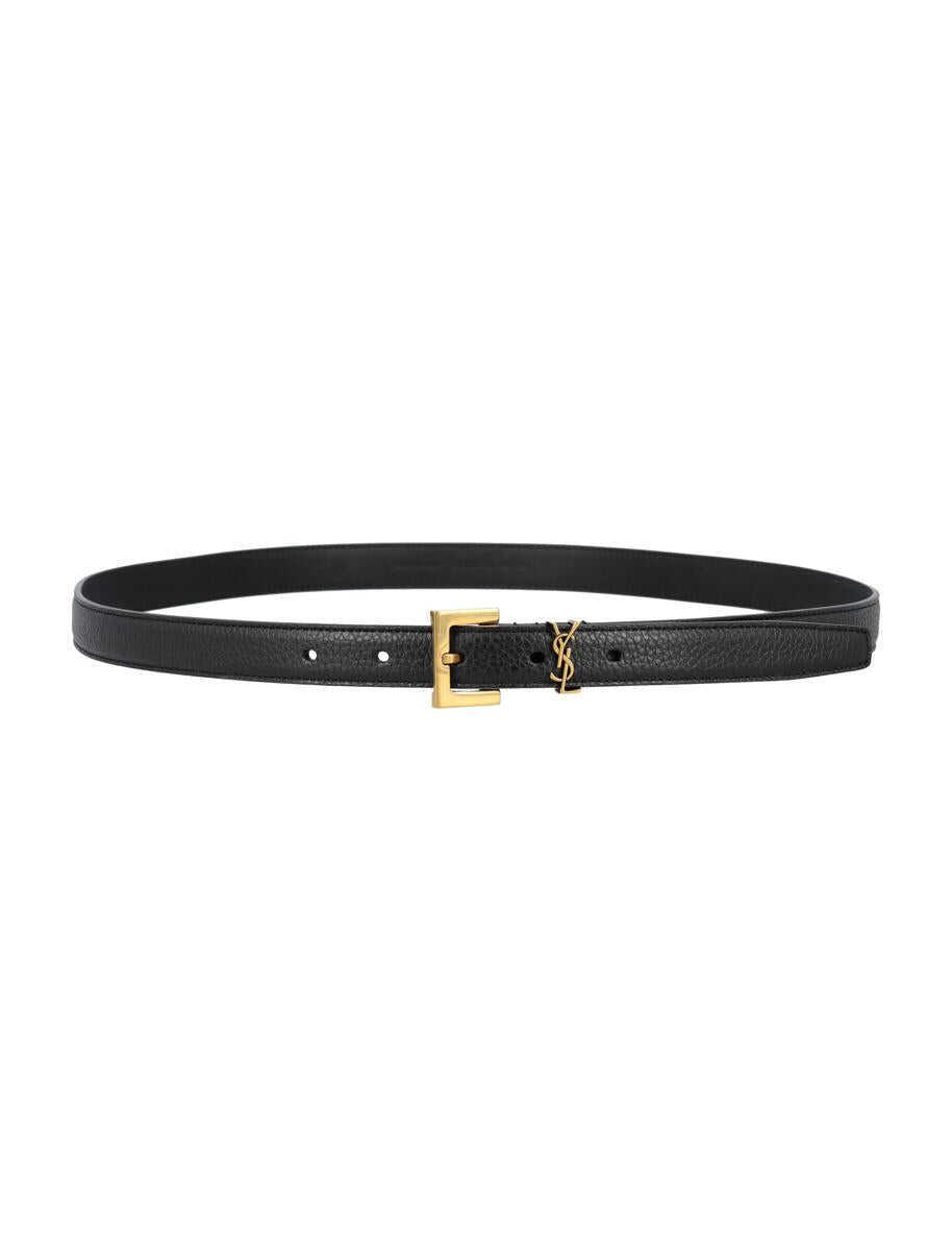 Curele Saint Laurent Saint Laurent Cassandre Thin Belt Black Barbati (BM 18653652) 2