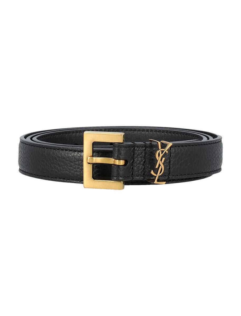 Curele Saint Laurent Saint Laurent Cassandre Thin Belt Black Barbati (BM 18653652) 1