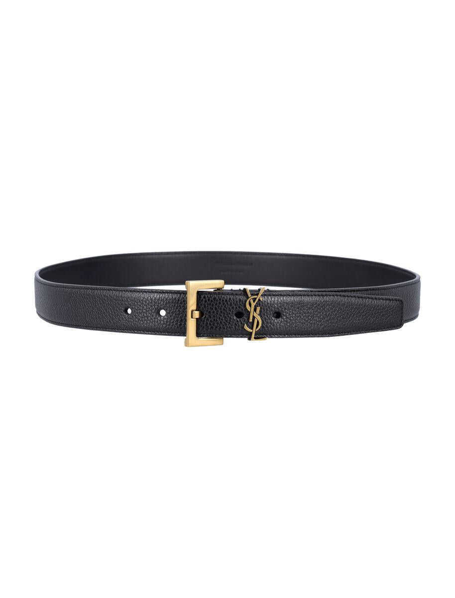 Curele Saint Laurent Saint Laurent Cassandra Belt Black Barbati (BM 18653658) 2