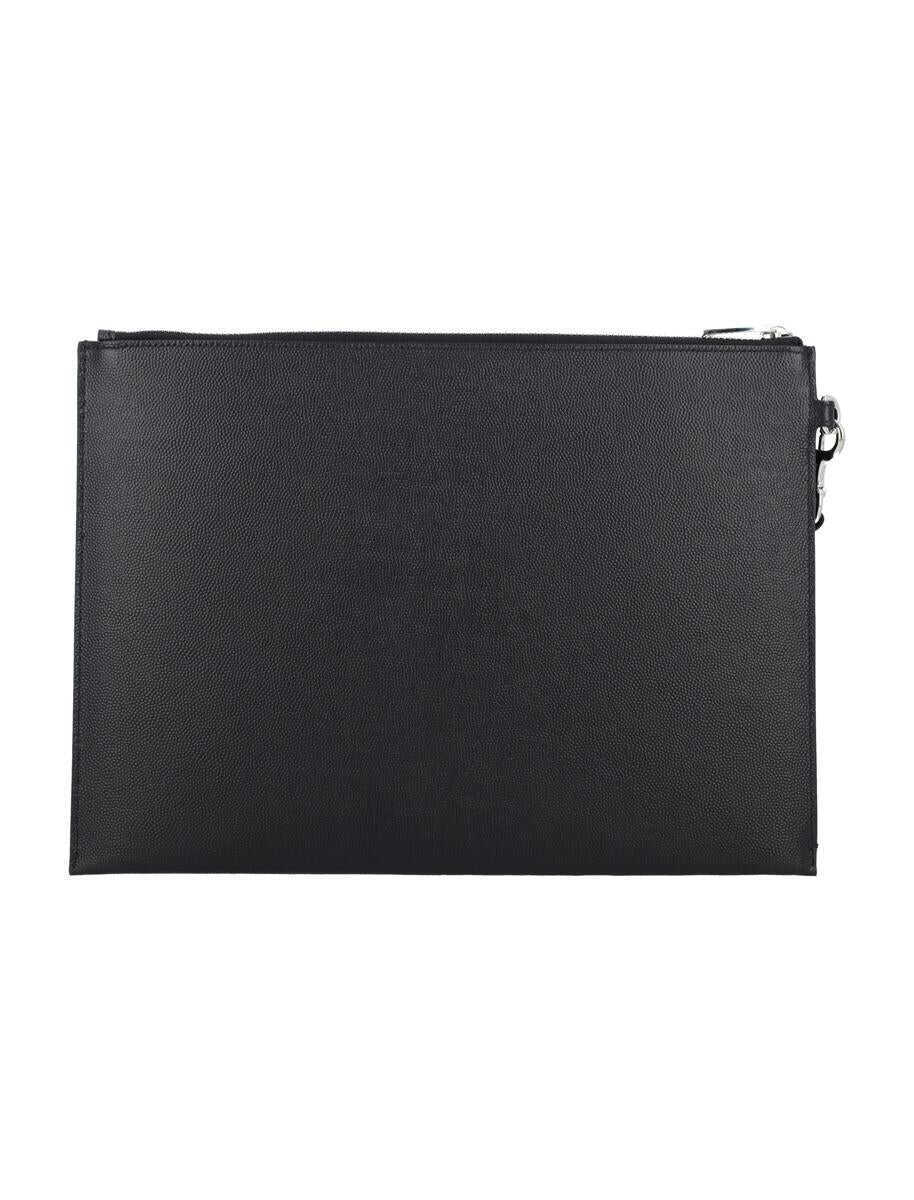 Genti de mana Saint Laurent Saint Laurent Zip Tablet Pouch Black Barbati (BM 18653667) 4