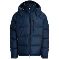 Geci de iarna Blue Down Jacket With Fixed Hood And Embroidered Pony Logo On Chest In Tech Fabric Man Barbati