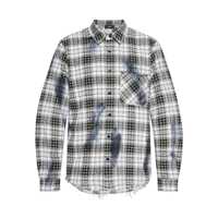 Camasi Grey Shirt With Check Pattern And Logo Lettering On The Back In Flannel Man Barbati