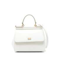 Genti de mana Dolce & Gabbana White Leather Sicily Small Bag Femei