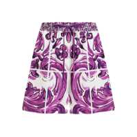 Pantaloni casual Dolce & Gabbana Pink And White Cotton Shorts Femei