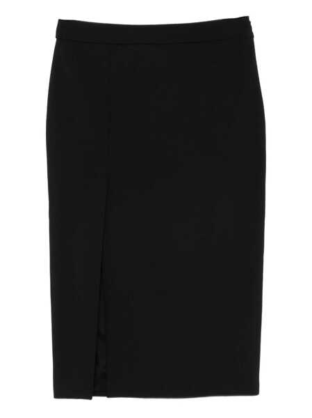 Fuste Dondup Dondup Black Midi Skirt With Side Slit Black Femei (BM 18656352) 1