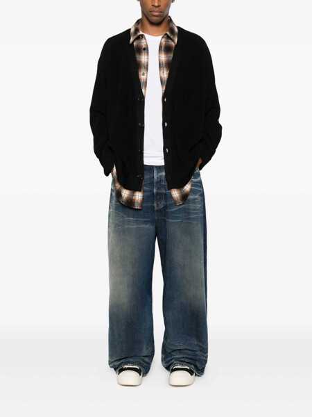 Cardigane JUUN.J Black Sweater With Layered Design And Classic Collar In Cotton And Wool Blend Man Black Barbati (BM 18656832) 2