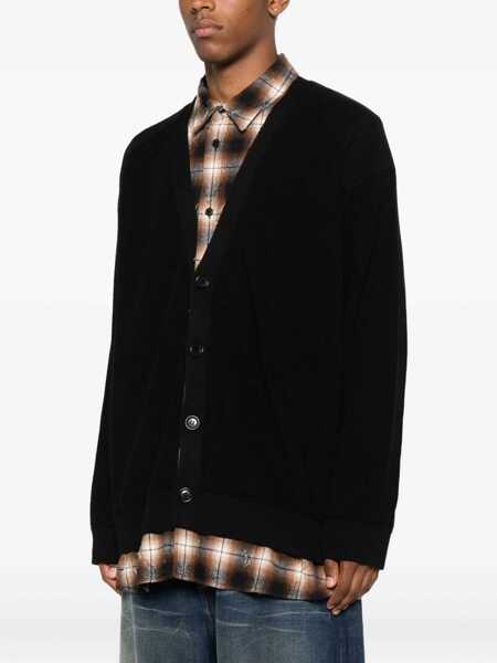 Cardigane JUUN.J Black Sweater With Layered Design And Classic Collar In Cotton And Wool Blend Man Black Barbati (BM 18656832) 3