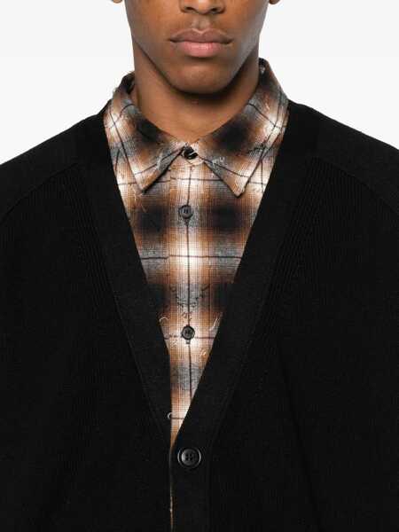 Cardigane JUUN.J Black Sweater With Layered Design And Classic Collar In Cotton And Wool Blend Man Black Barbati (BM 18656832) 5